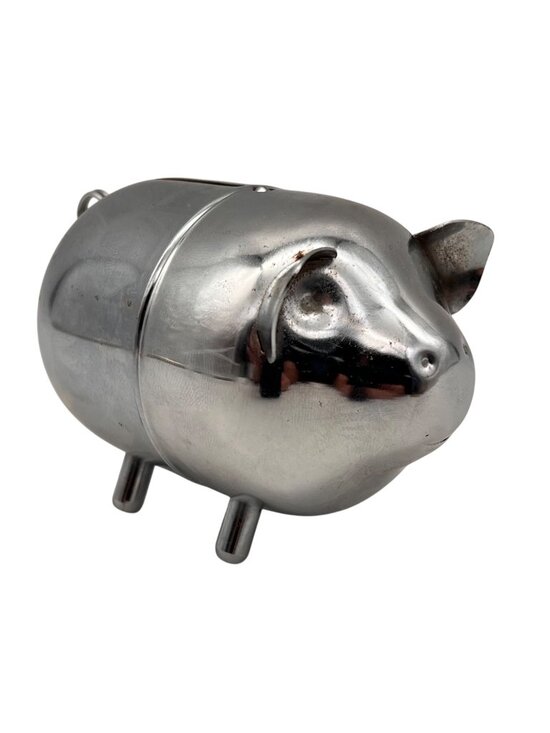 Unknown Other - Vintage Chrome Piggy Bank With Slot And Rear Loop Fun Collectible Home Decor
